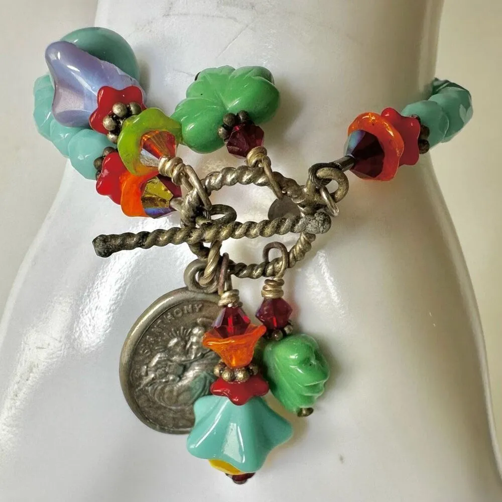 ORANGE BLUE RED BEADED BRACELET BY CYNTHIA MOREHOUSE - Image 2