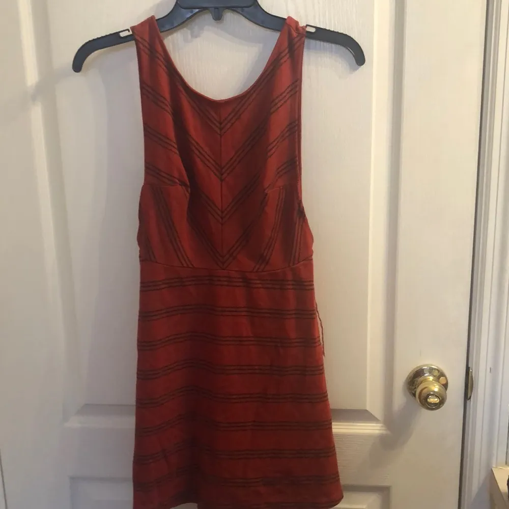 Free People Open Back Red Chevron Dress - Image 2