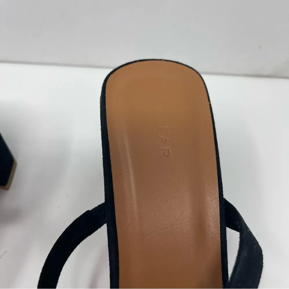 By FAR TANYA KRAFT SUEDE MULE SANDAL HEELS in BLACK sz 41 US 11 - Image 4