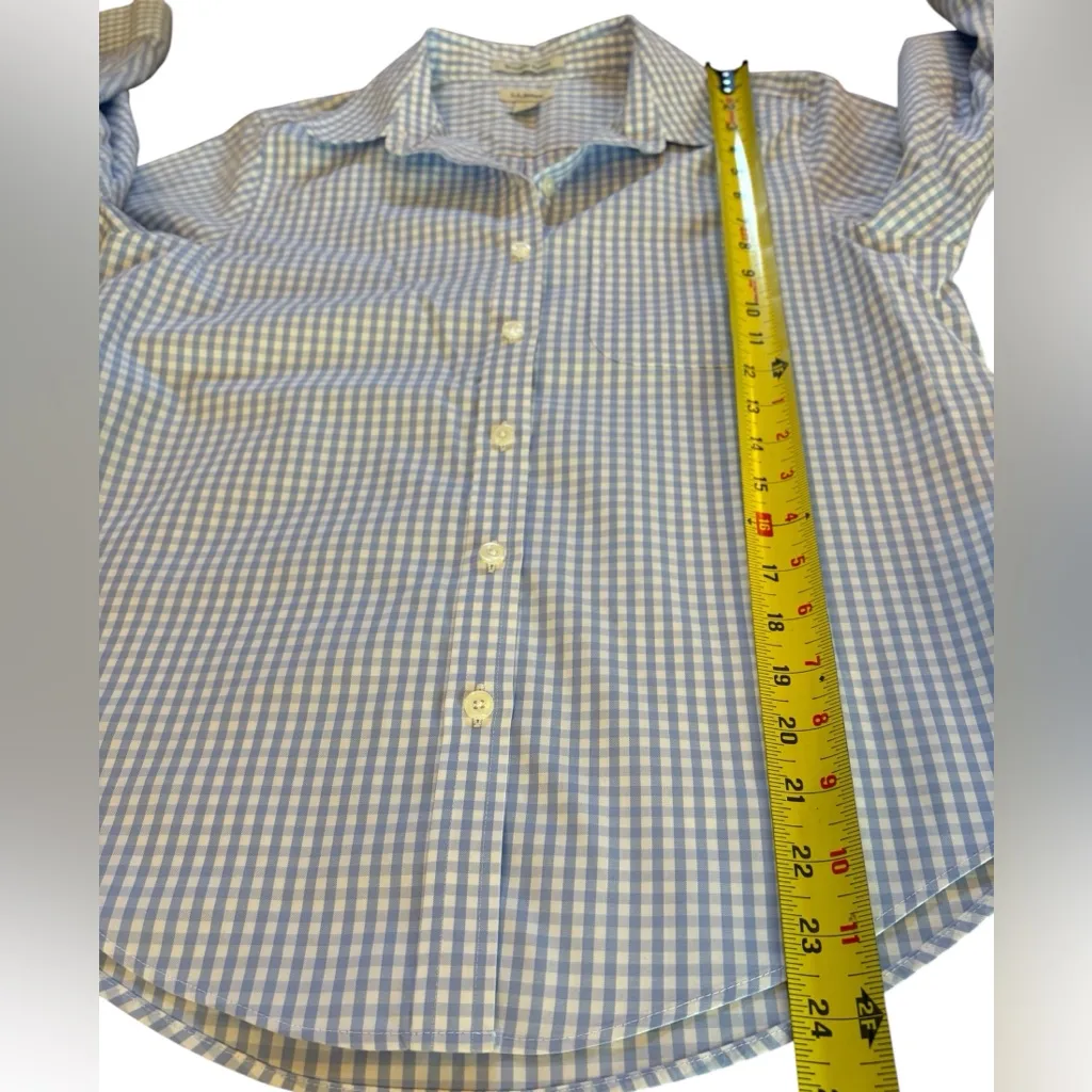LL Bean Wrinkle Resistant Plaid Button Up Shirt Long Sleeve Cotton Women XS Pet Blue Size undefined - Image 7