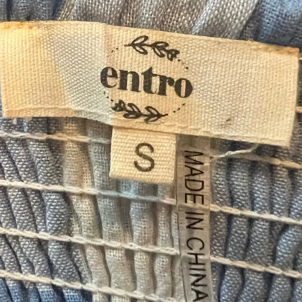 Entro Blue White Gingham Ruffle Sleeve Mini Dress Check Lined Square Neck Boho S - Image 5