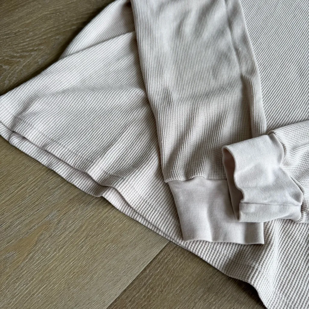 Sundry  Evereve Loved Cream Waffle Knit Thermal Top - Image 7