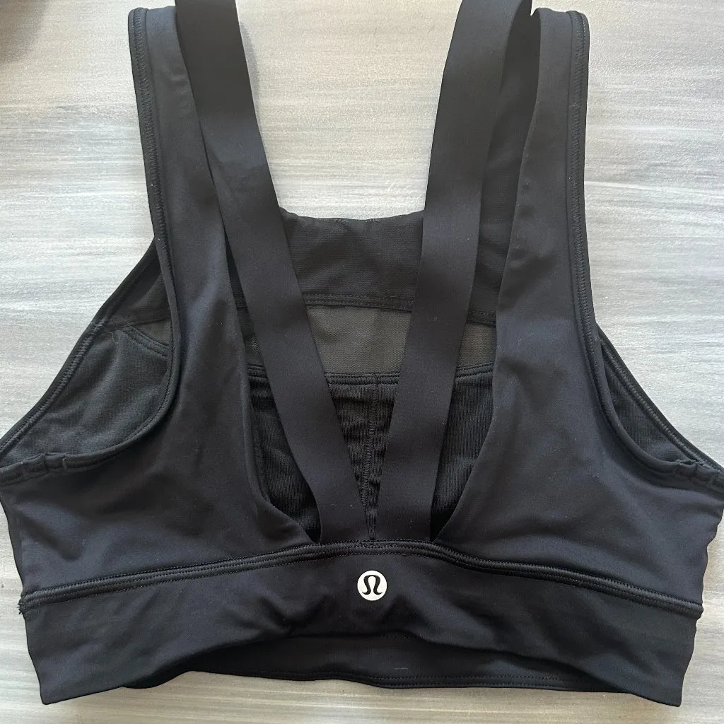 Lululemon Womens Long Line Sports Bra Size 2 Black Mesh Racer Back Pullover - Image 2