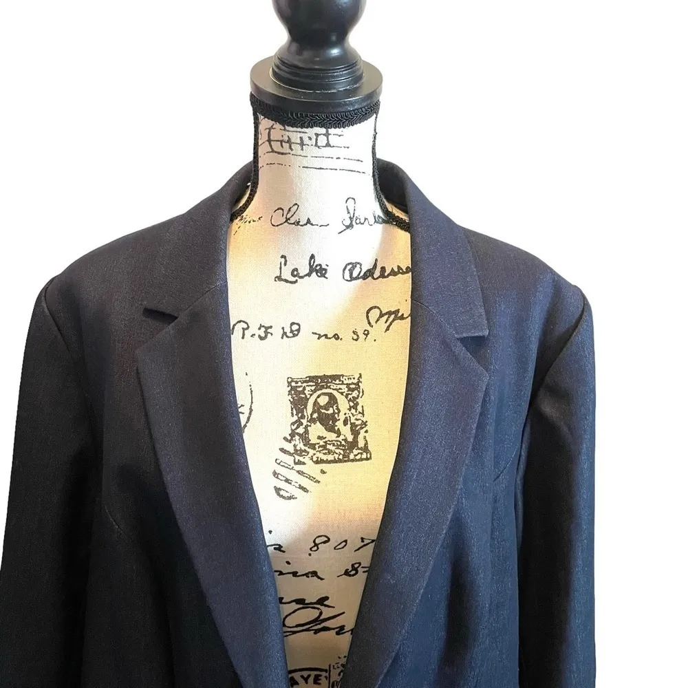 Lane Bryant Denim Chambray Blazer Jacket Dark Blue Plus Size 28 Oversized Office - Image 2