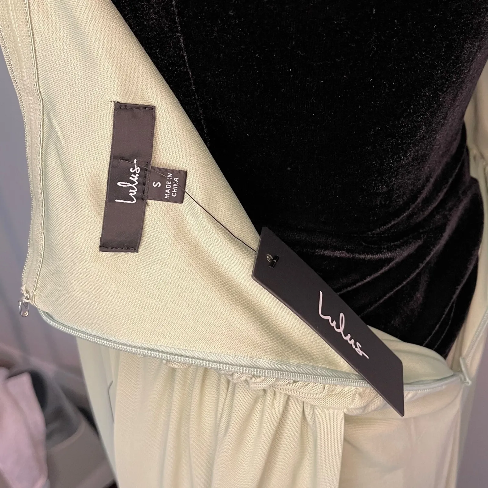 Lulus Sage Green Convertible Strapless Maxi Dress Formal Wedding Guest Gown Sz S - Image 9