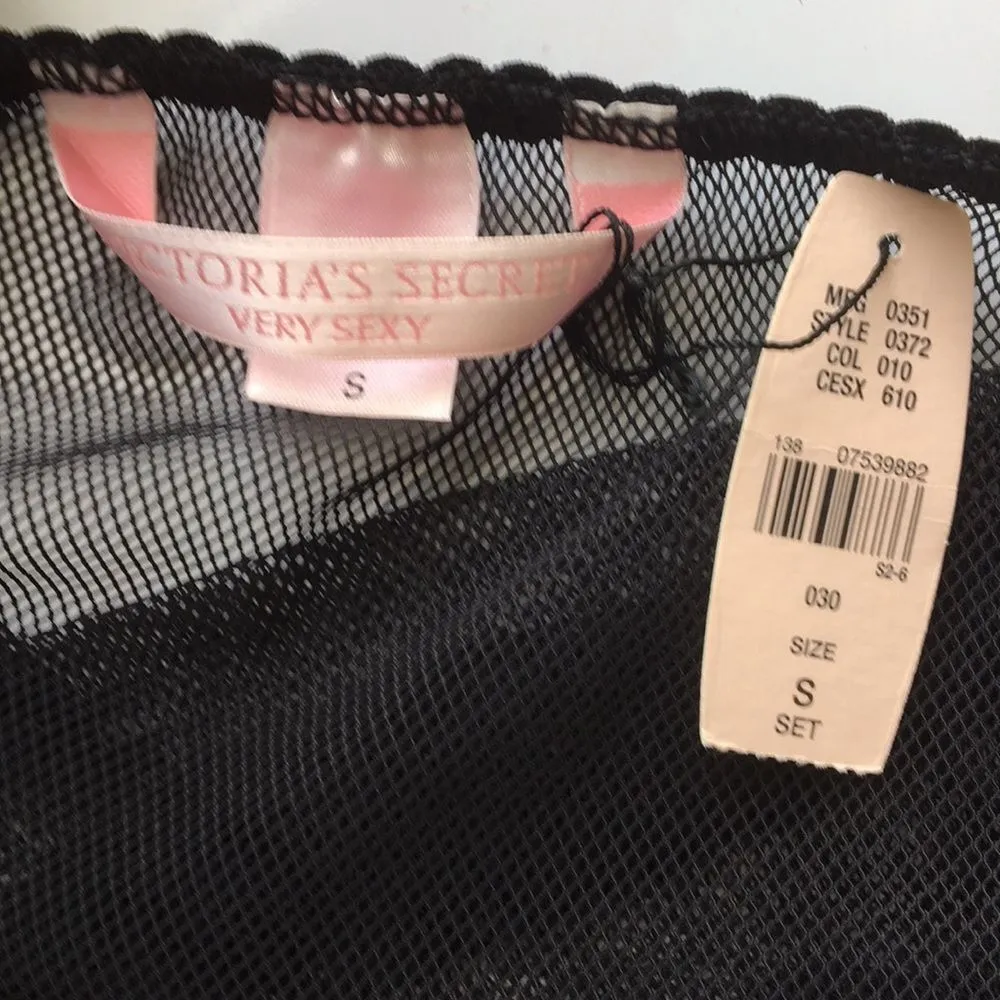 VS Very Sexy Black Sheer Open Front Lace Top Sleep Dress S - Image 7