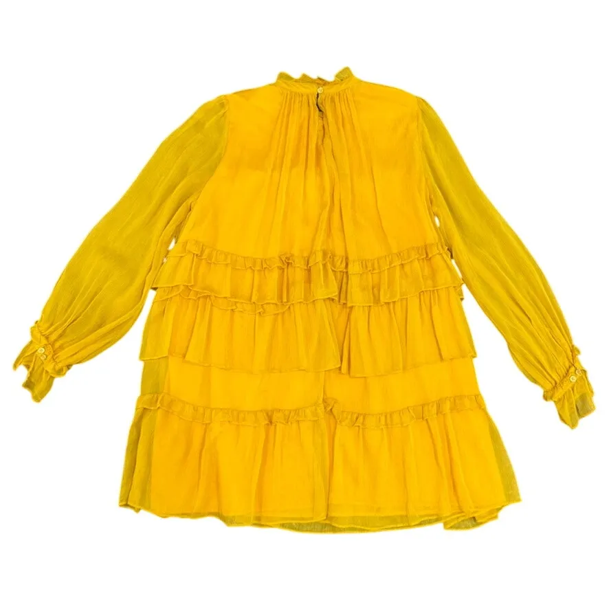 Adam Lippes x RTR Tiered Ruffle Dress in Yellow, Size US 12 - Image 7