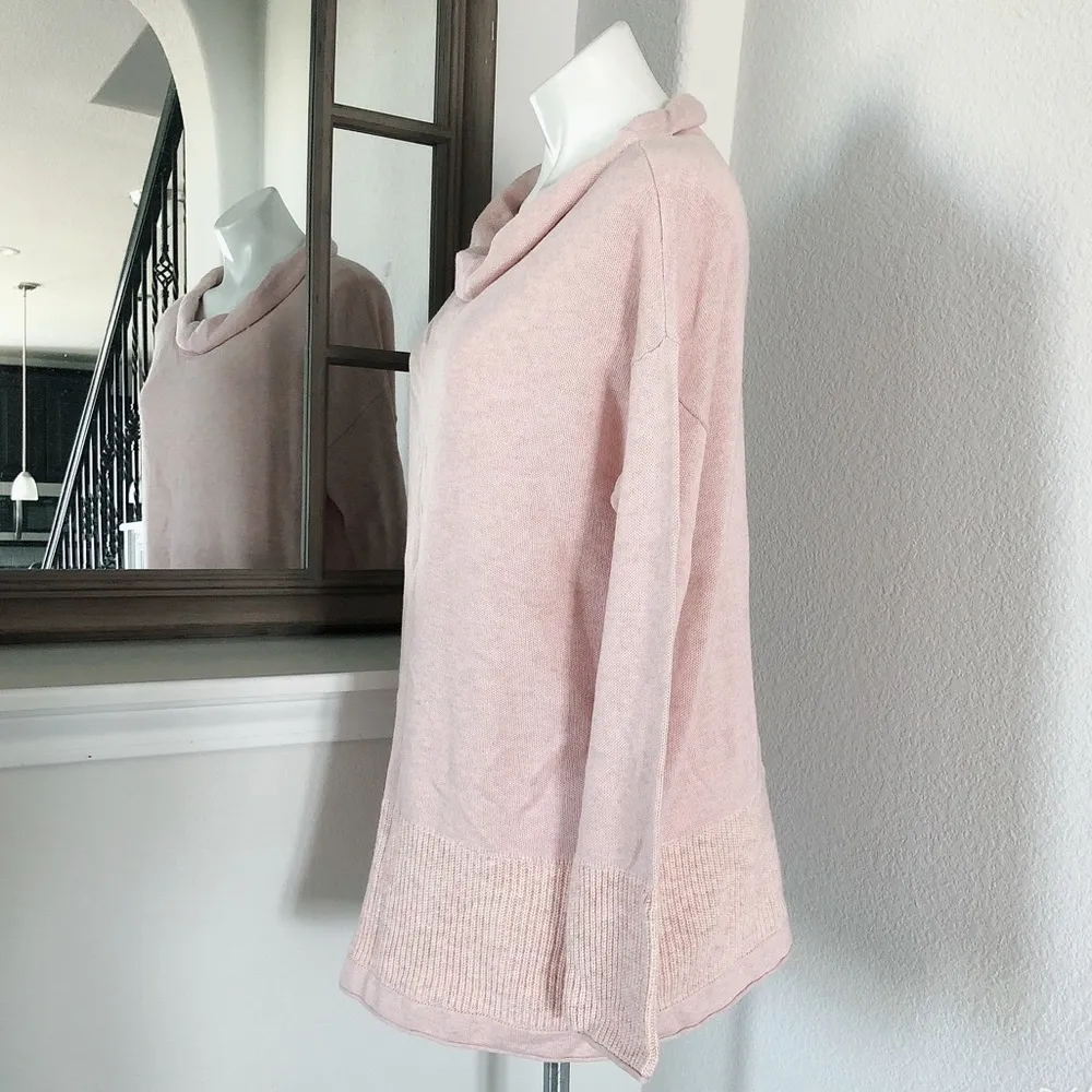 J.Jill Pure Jill Cowl Neck Sweater Cotton & Wool Blend Soft Pink Size M NWT $109 - Image 2
