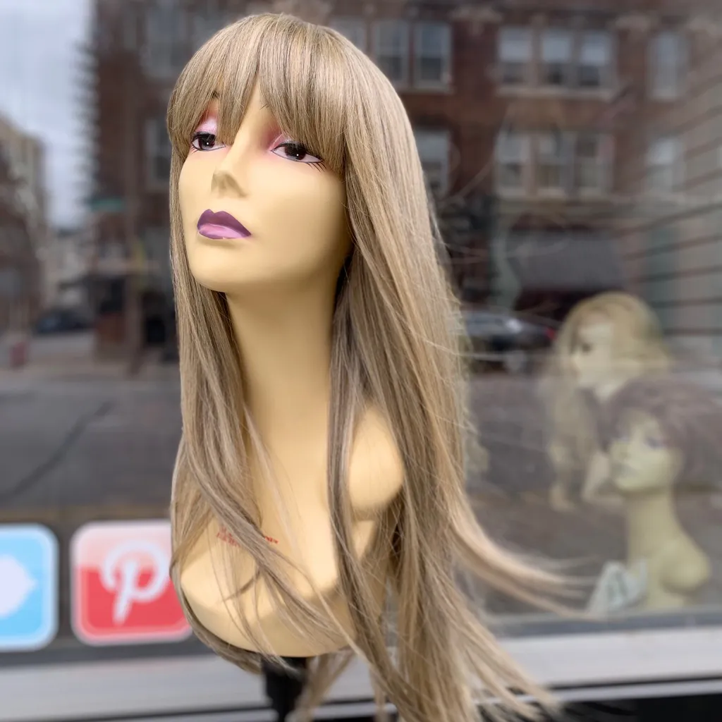 Ash blonde bangs long 2020 Wig - Image 4