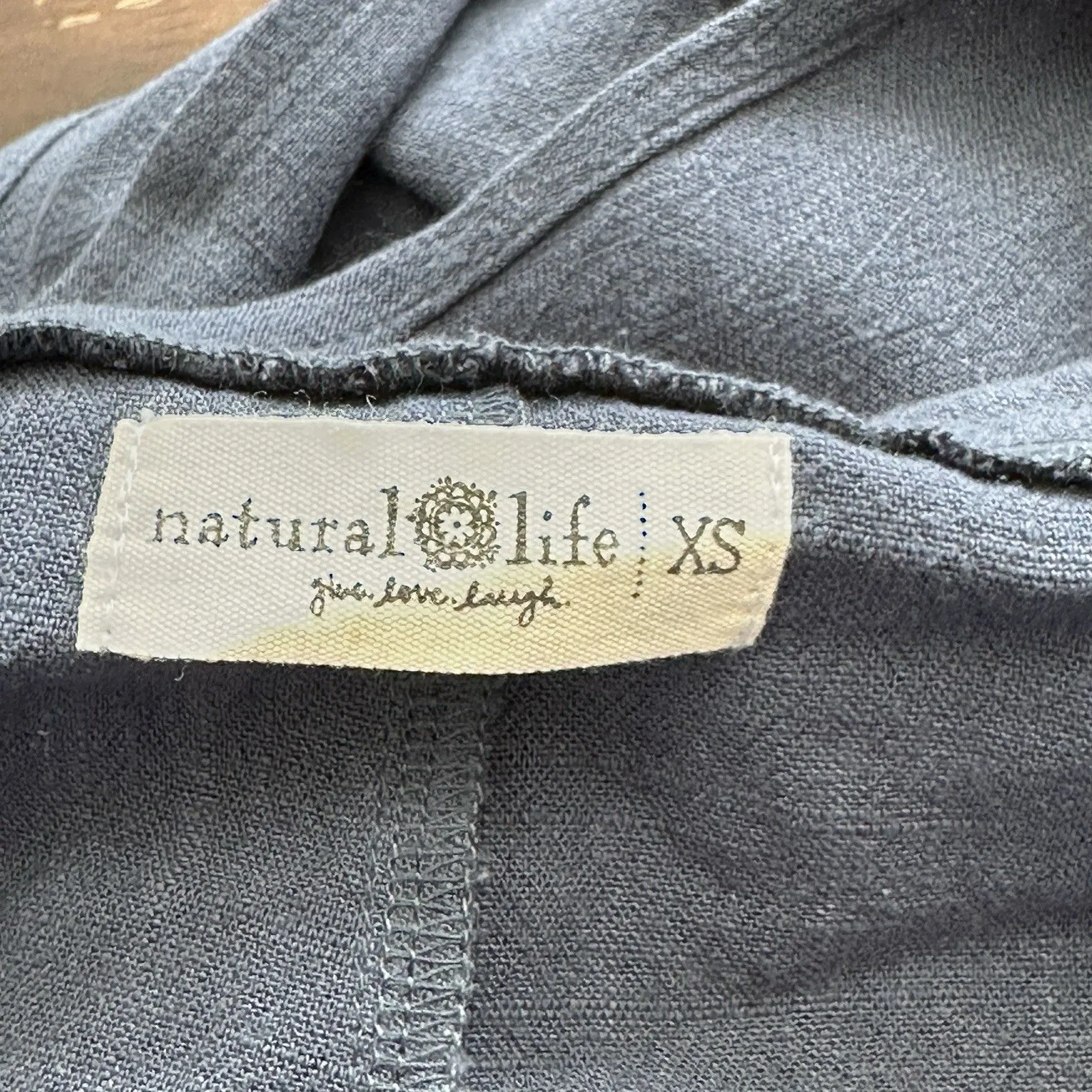 NATURAL LIFE Carly Linen Blend Frayed Wide Leg Jumpsuit Navy Blue Sz XS - Image 4