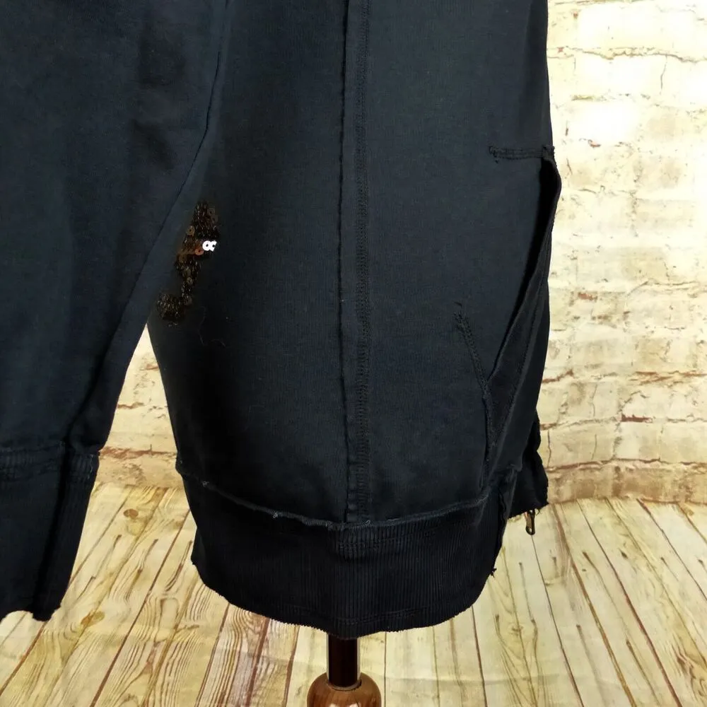 Bad Spirit Massimo Sabbadin Skull Hoodie Womens L Black Crossbones Sequins Italy Size L - Image 8