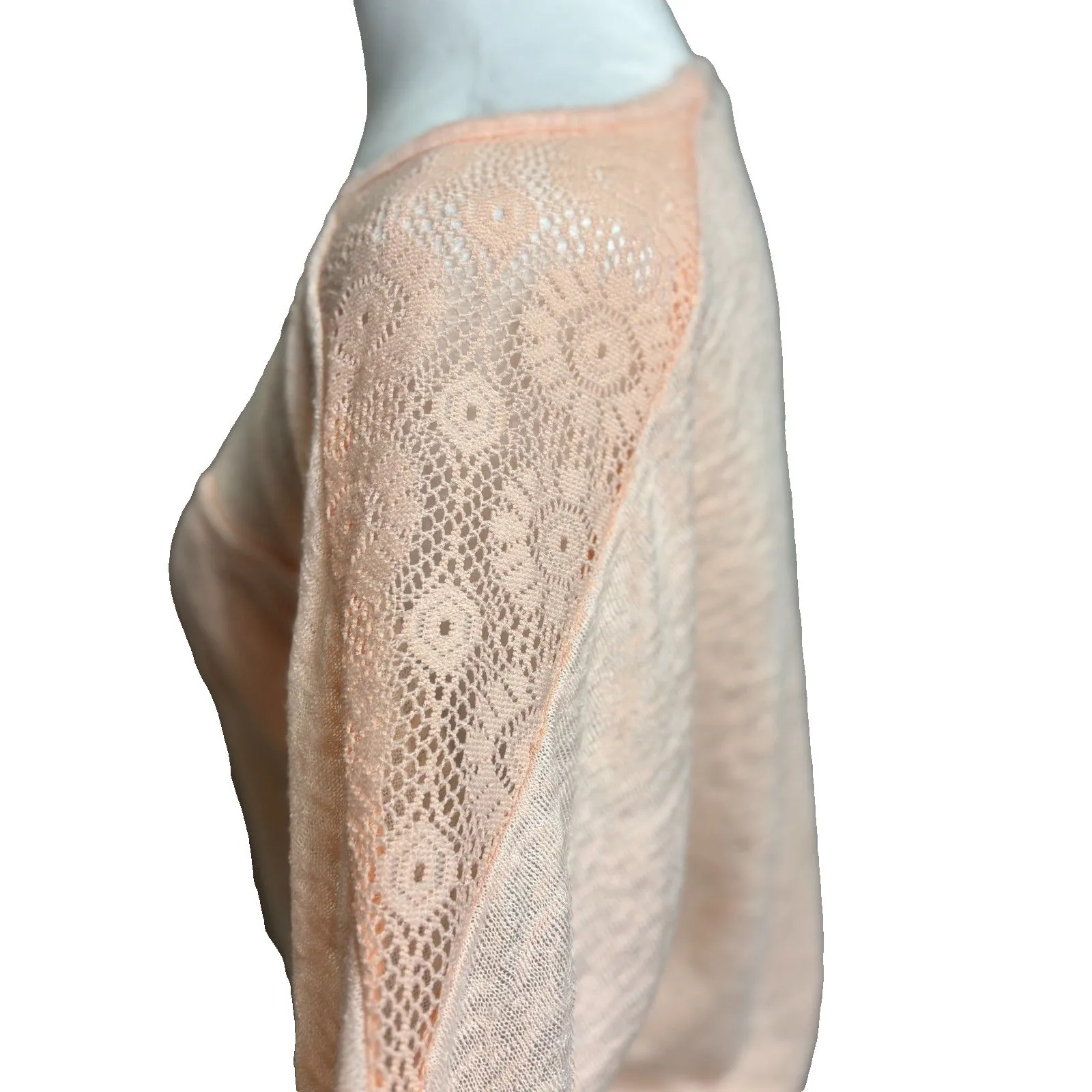 Delia's Lightweight Sweater Womens S Peach Lace Shoulder Y2K Coquette Soft Girl - Image 4