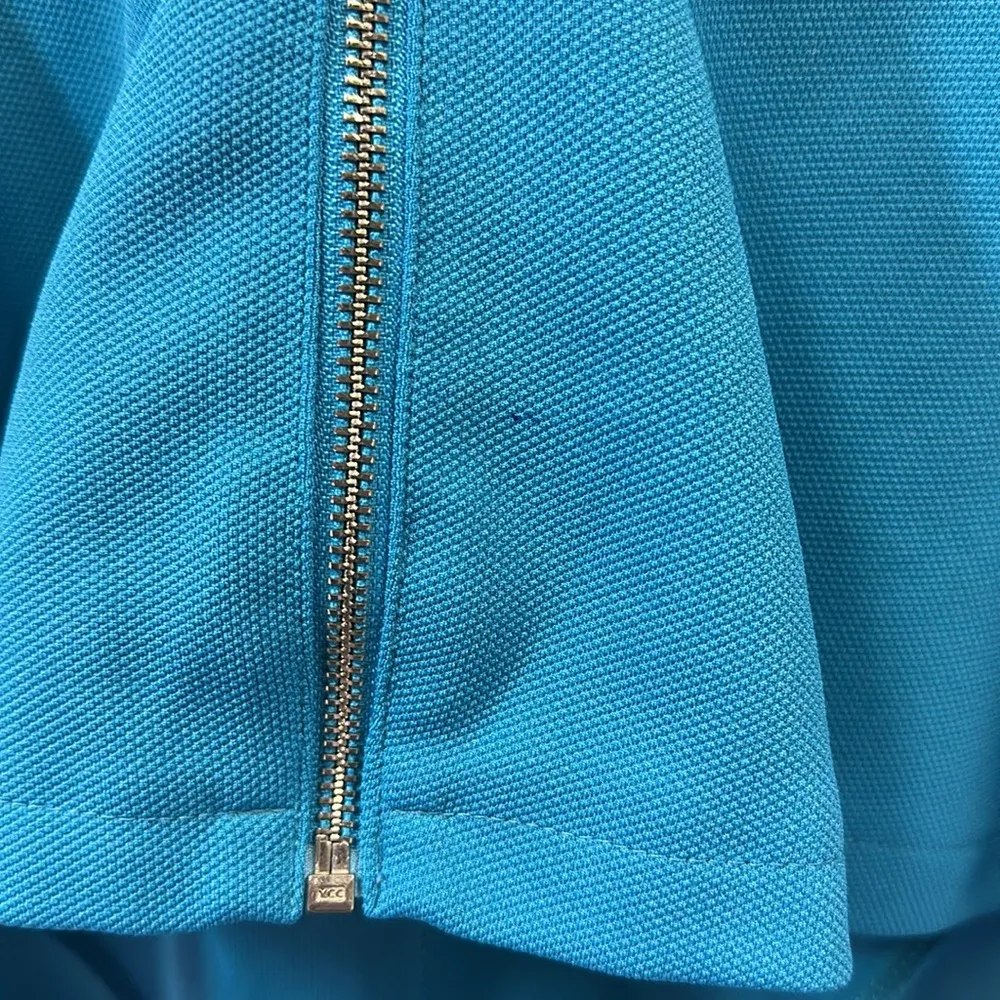 JustFab Zip Front High Low Blue Peplum Drop Waist Sleeveless Dress Womens M - Image 14