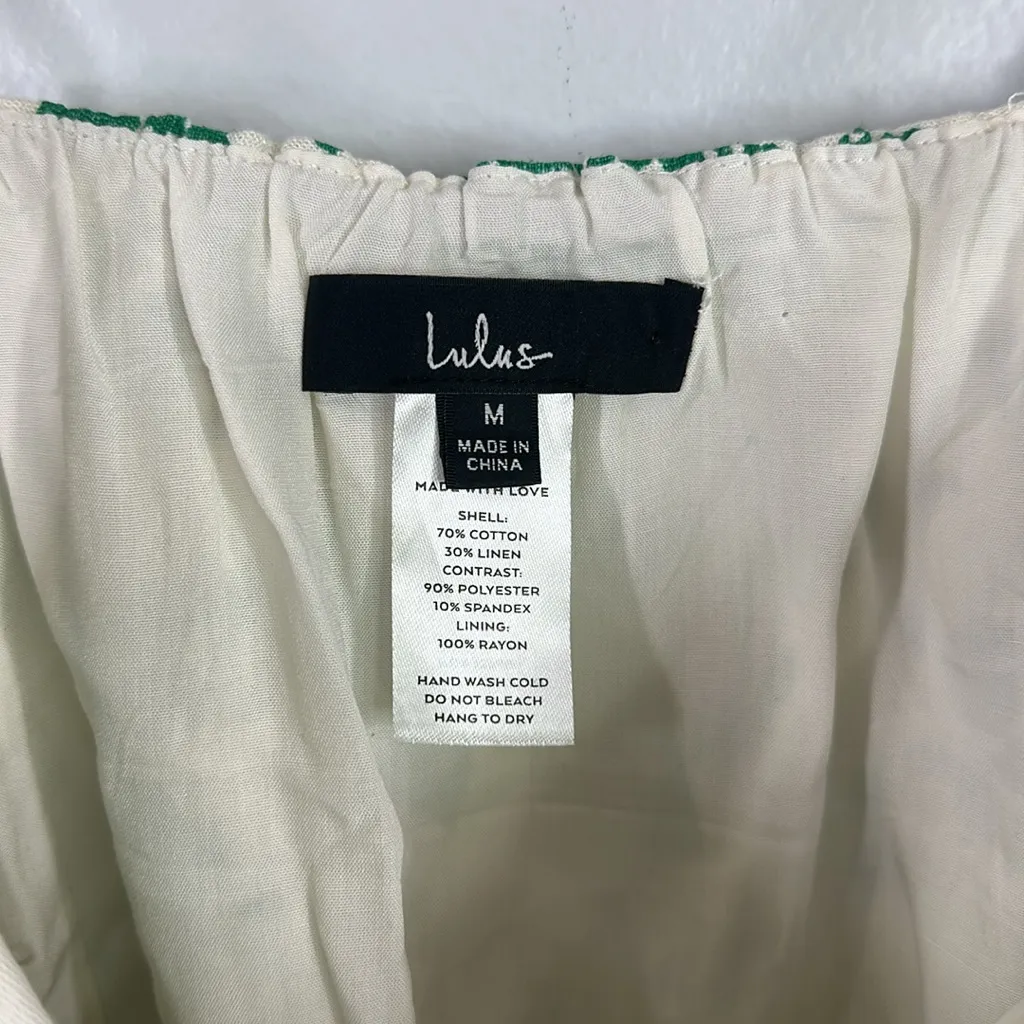 Lulus green floral bodysuit tie straps size medium - Image 3