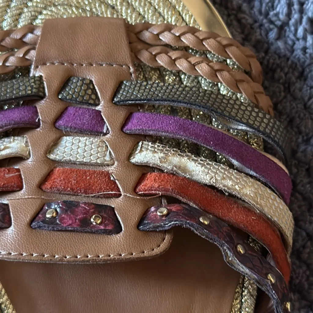 Aldo Gold Multicolor Woven Slip-On Flat Sandals‎ Size 7 - Image 10