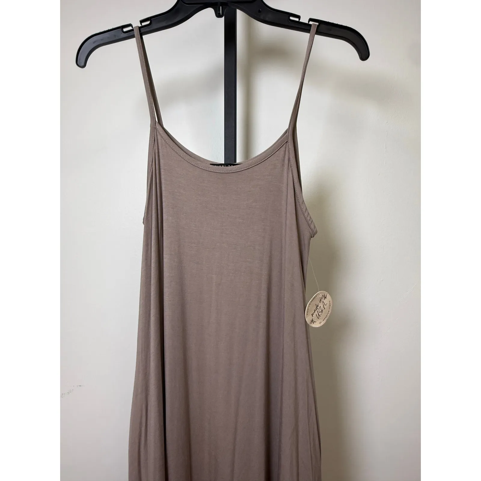 Taupe Flowy Maxi Dress – Spaghetti Strap – Boho/Resort Style - Image 5