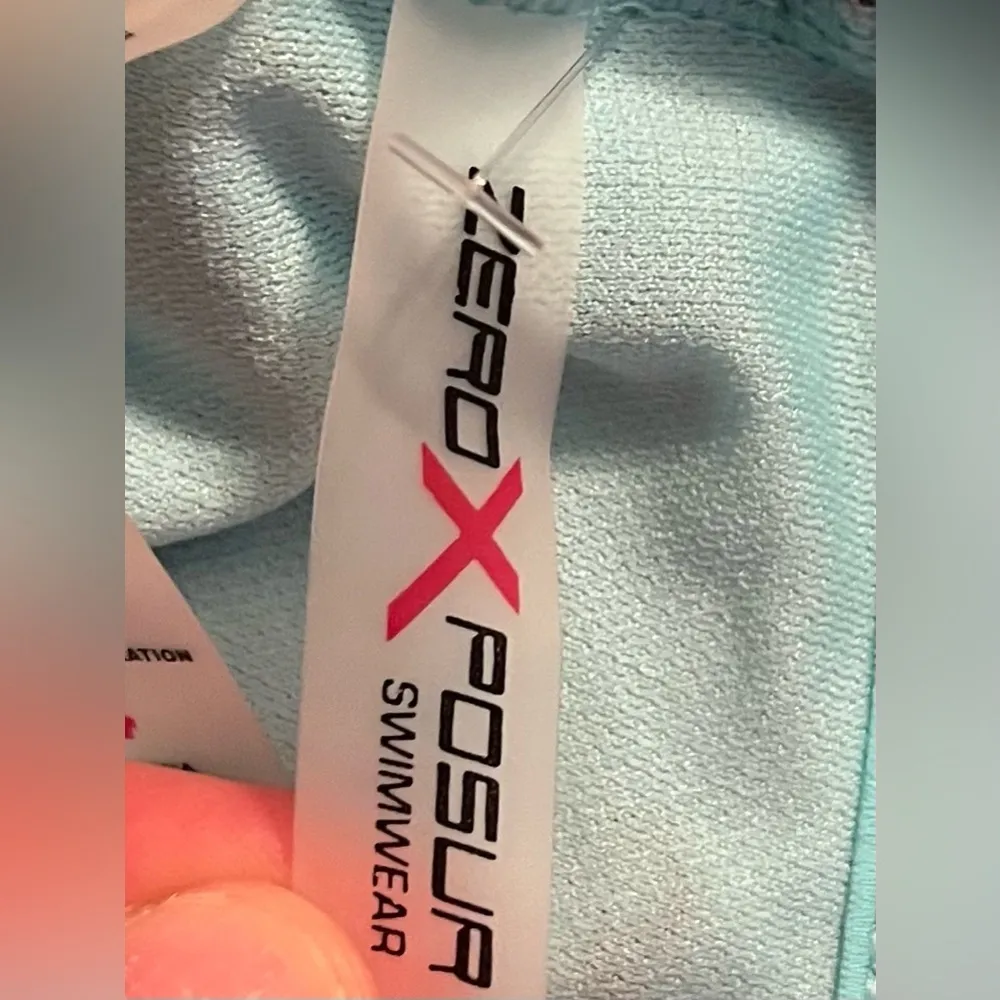 ZeroXposur High Neck Tankini Top| Blue Ikat Print | Strappy Back- Sz 14 - Image 7