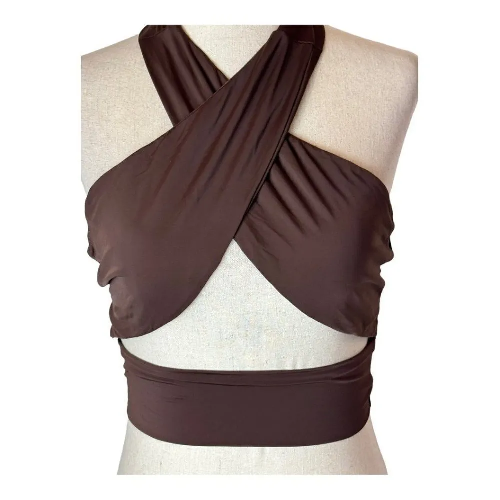 Tiger Mist Brown Cross Tie Halter Neck Archie Top Size‎ XS - Image 5