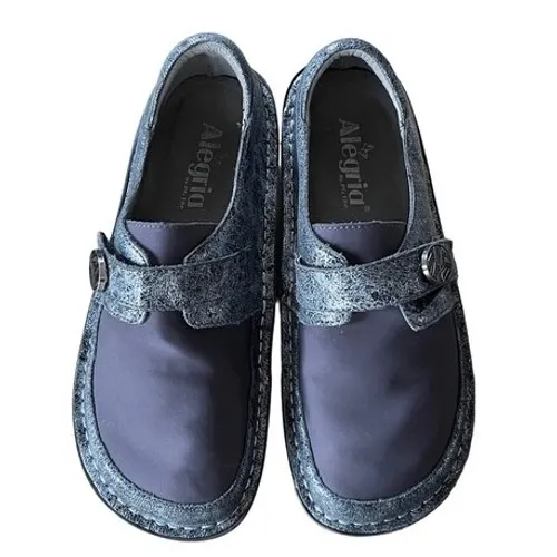 Alegria DEN 735 Mary Jane Comfort Shoes Womens Size 37 Metallic Silver Leather - Image 4