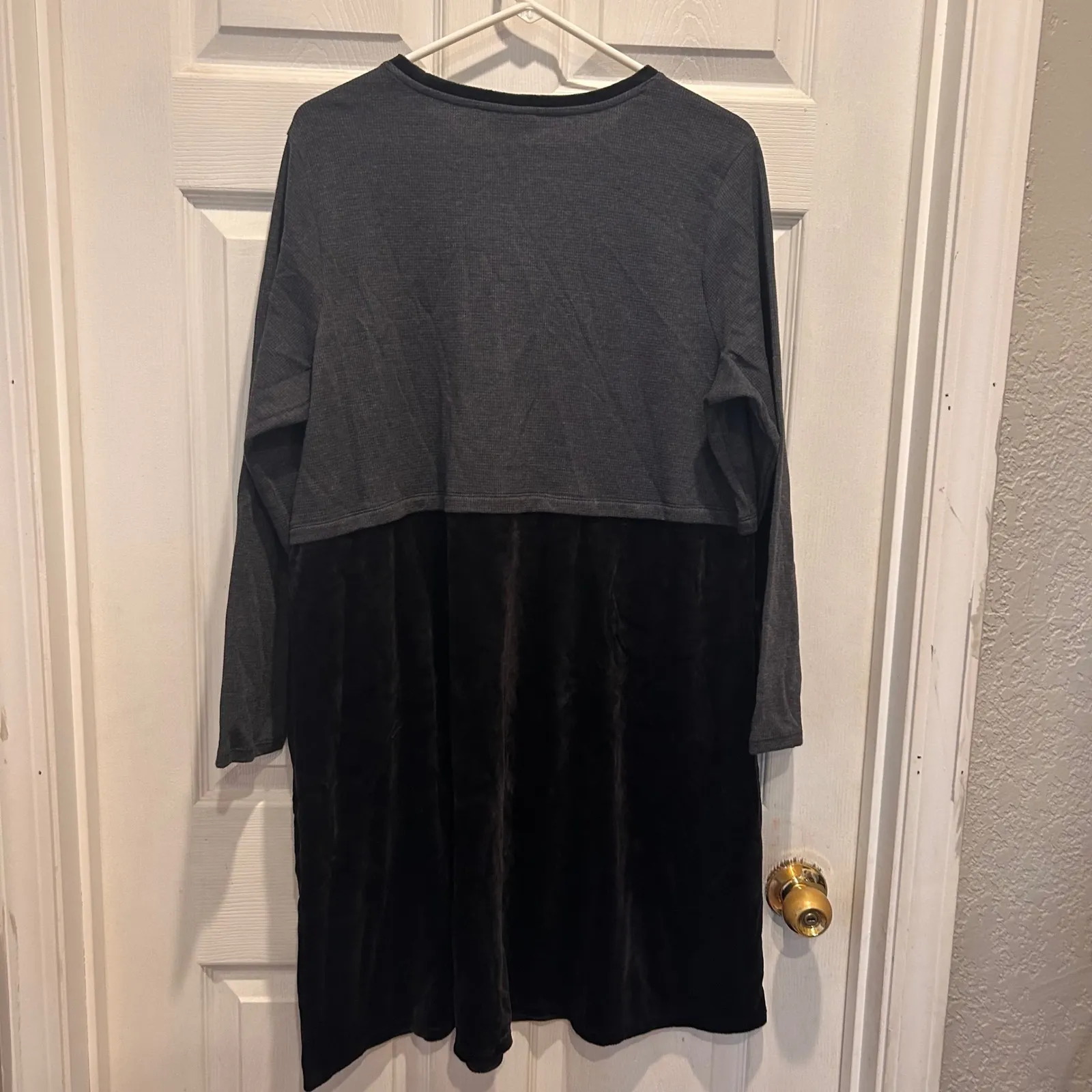 J. Jill 1X 60th Anniversary Ltd. Edition Grey Top Black Velour Dress Lagenlook Gray - Image 6