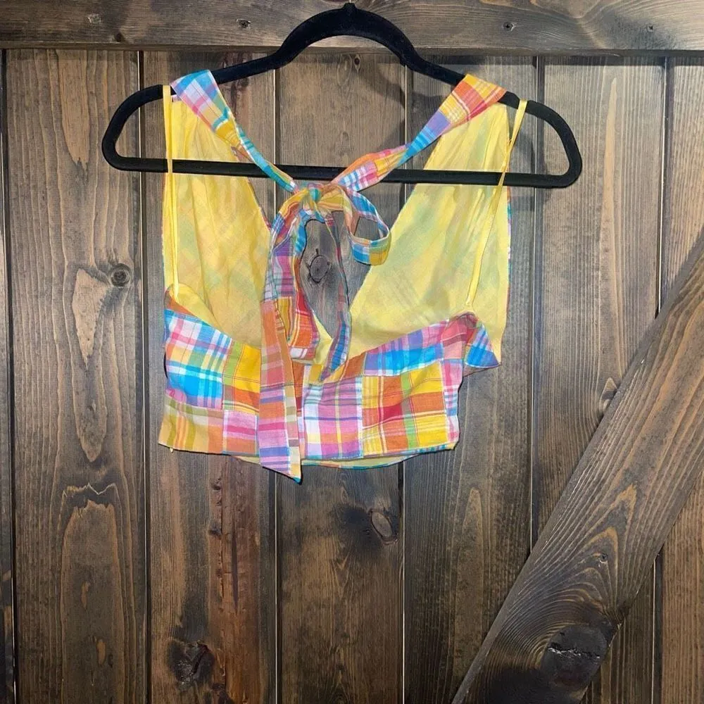 STAUD NWOT  Kai Patchwork/Plaid Top - Image 5