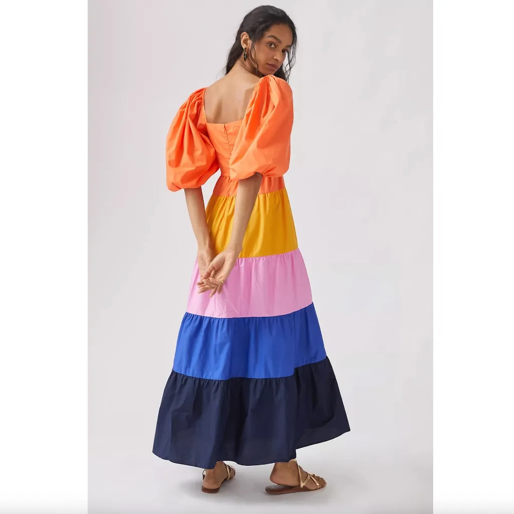Farm Rio Tiered Colorblocked Maxi Dress - Image 2
