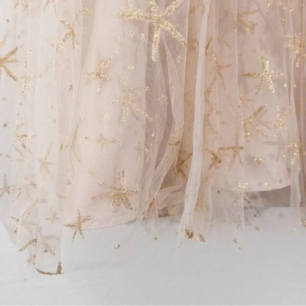 NWT BHLDN x Joanna August Brenda Star Strapless Midi Dress 8 Gold Bridal Tulle - Image 14