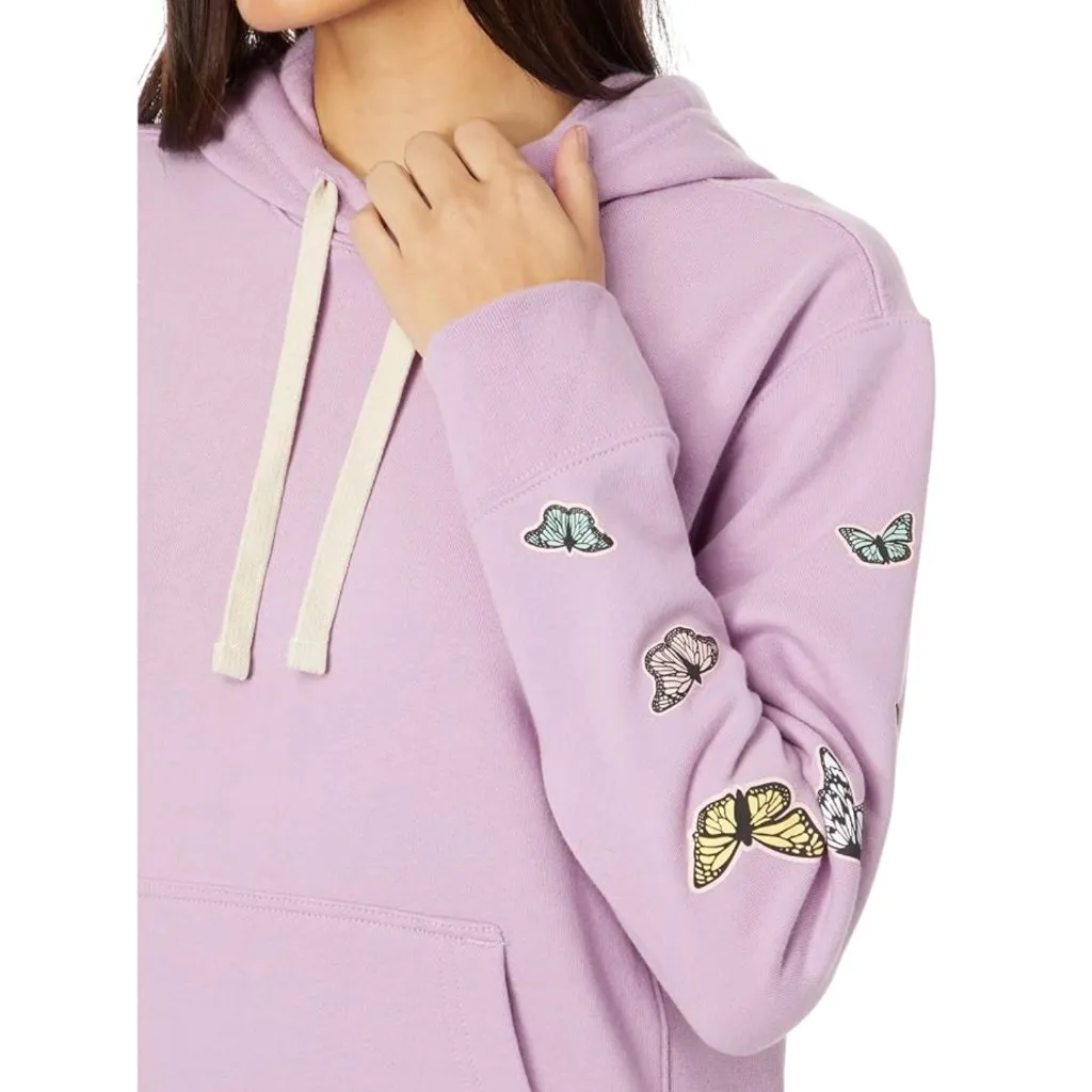 LIFE IS GOOD Vertical Butterflies Simply True Fleece Hoodie Lavender Purple Y2K - Image 5