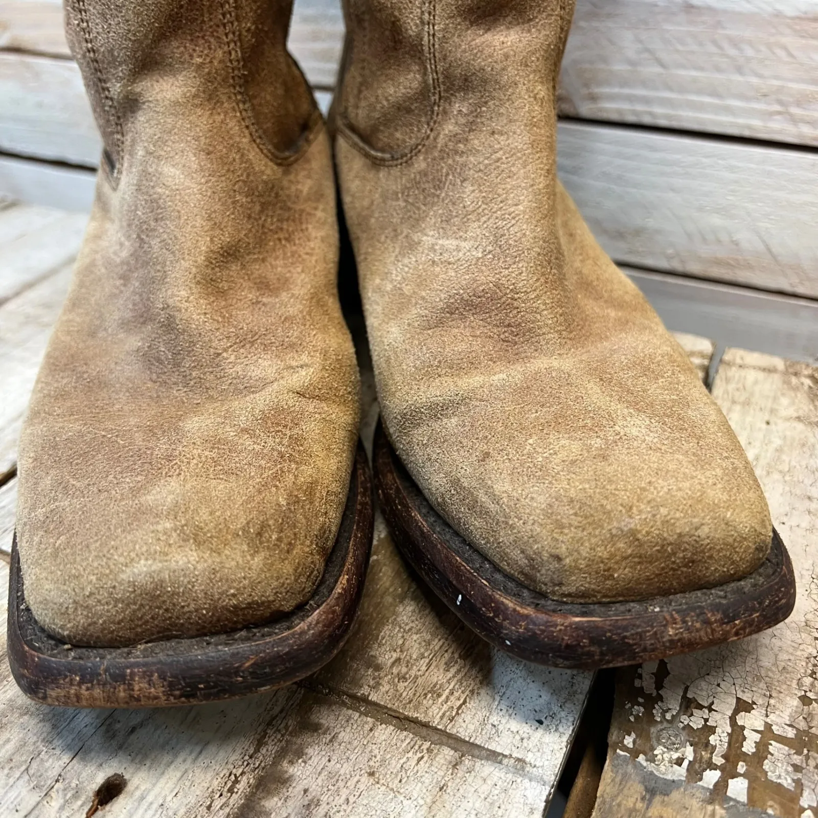 Ariat 10007065 Distressed Brown Suede Leather Square Toe Western Boots 8.5B - Image 14
