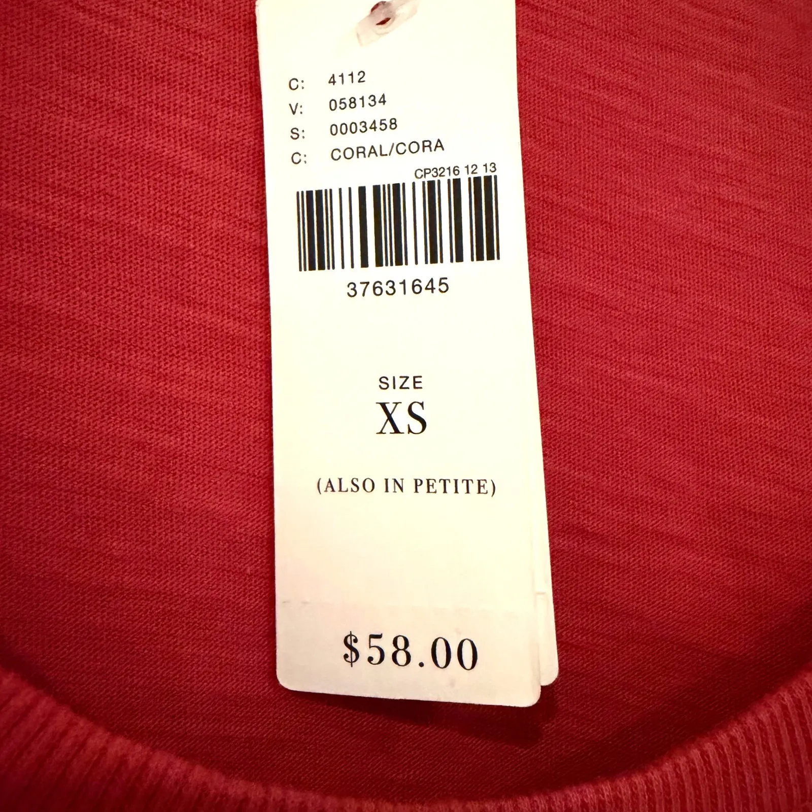 Little Yellow Button Cora Notch Neck Long Sleeve Tee Womens XS Coral Boho Hippie Red - Image 5