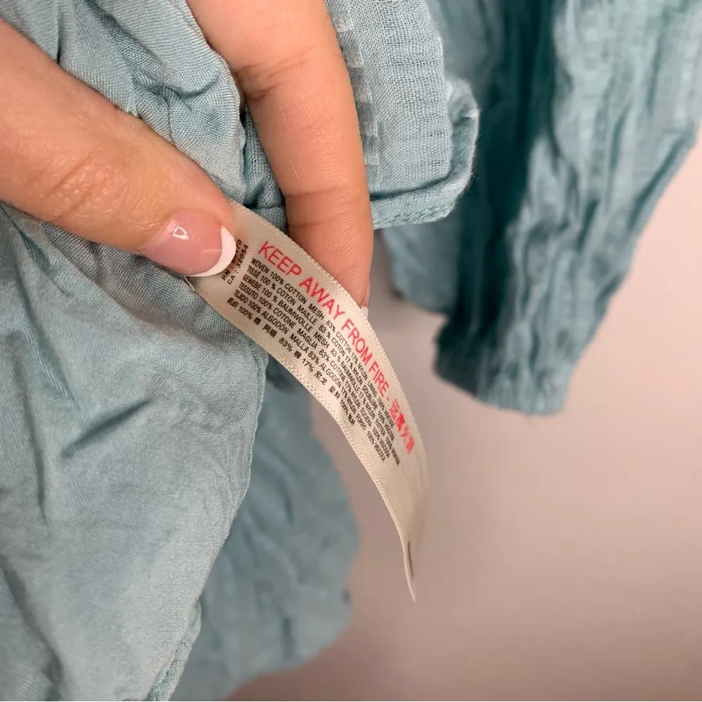 Free People Patchwork of My Dreams Blue Long Sleeve Mini Dress Extra Small - Image 4