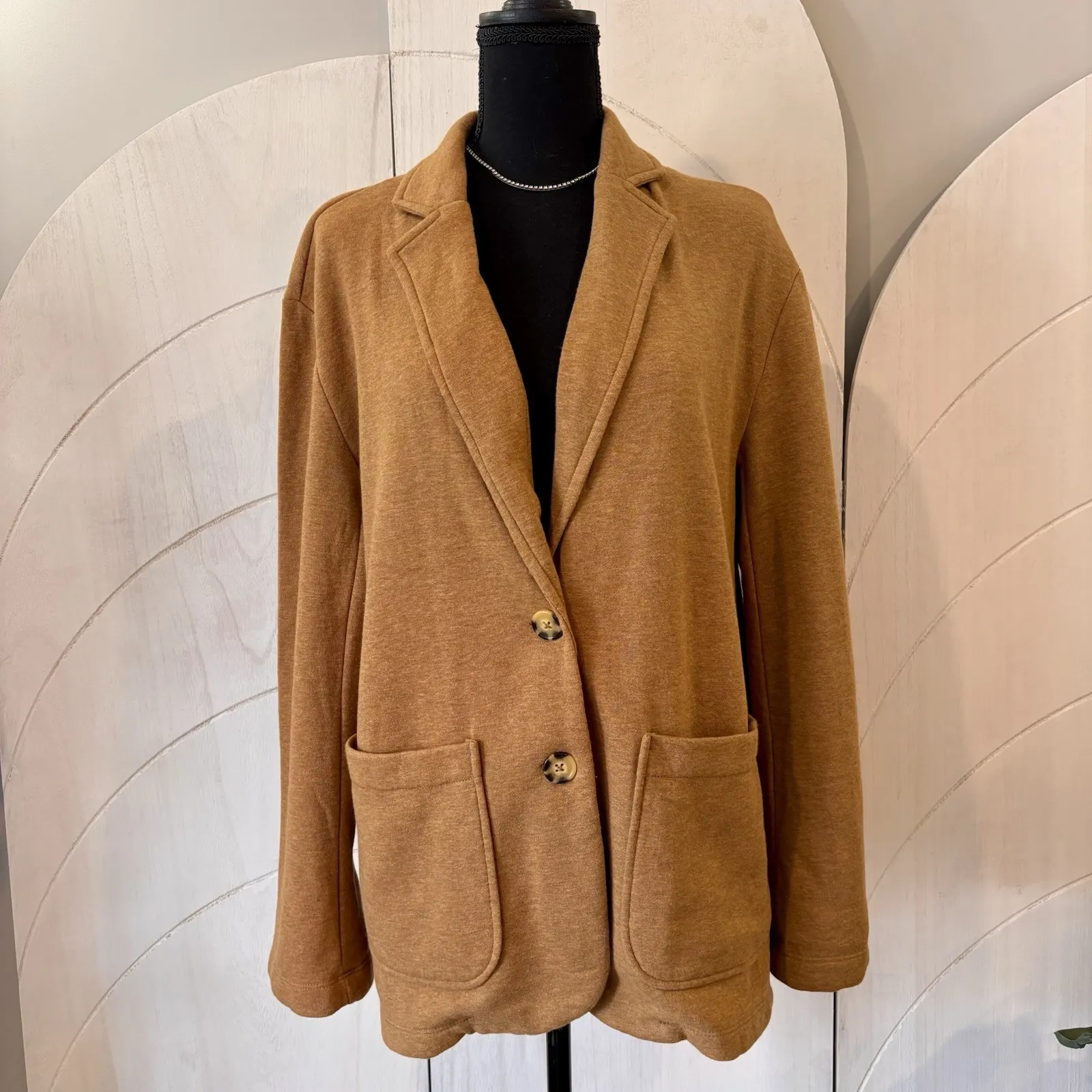 Universal Thread Heather Brown Knit Cardigan Button Front Patch Pocket Sz Small - Image 2