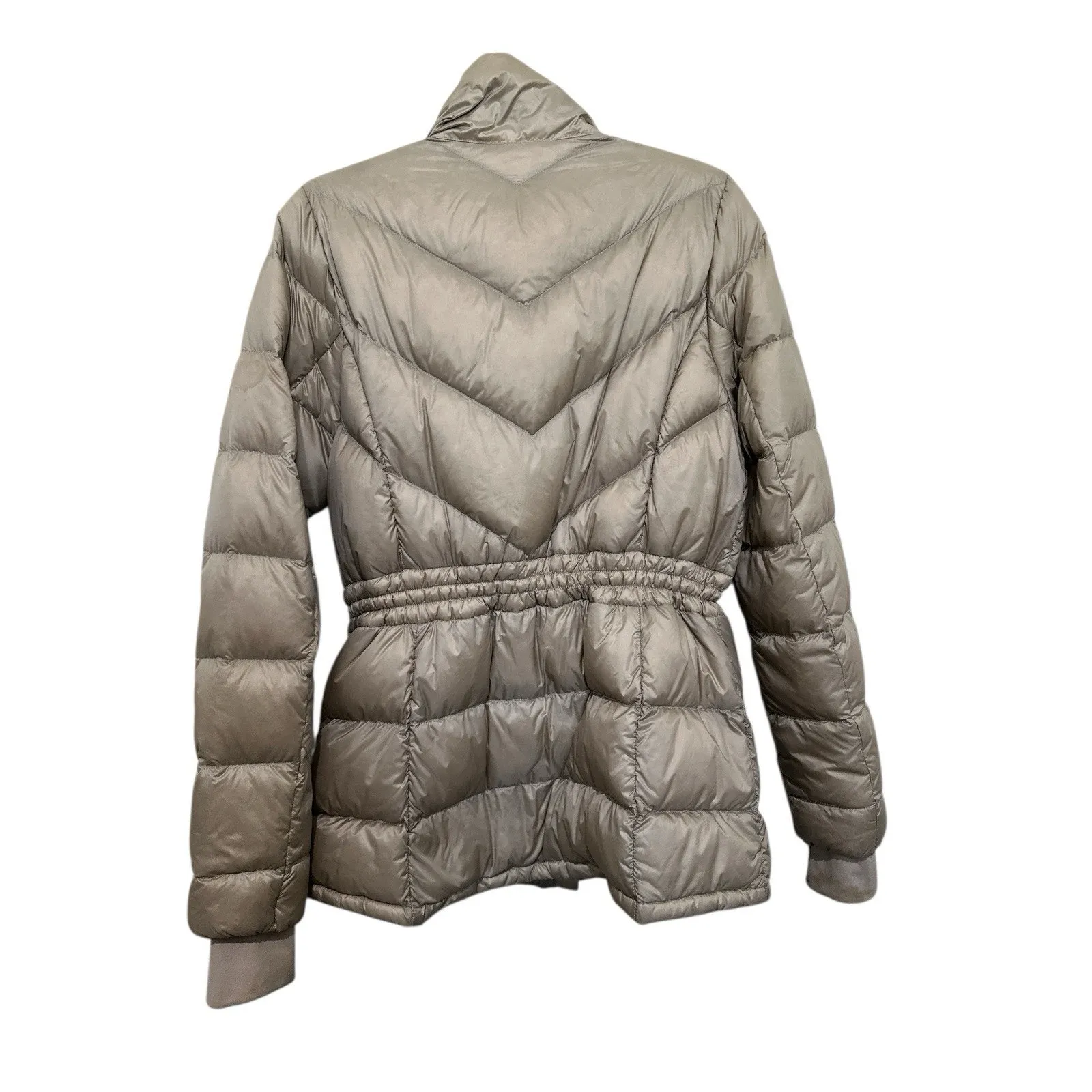Athleta Banner Peak Down Jacket in a beige Size M cinching details at the waist - Image 2