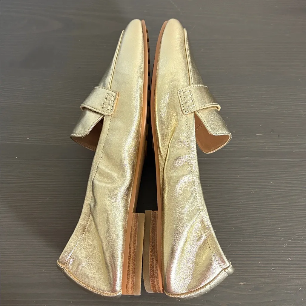 Talbots Katrina Leather Soft Sole Metallic Nappa Loafers Gold Slip On Size 8 - Image 10