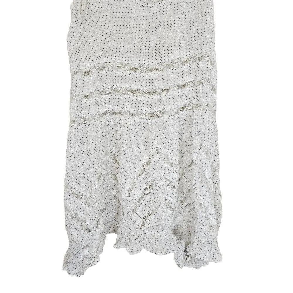 Free People Voile & Lace Trapeze Slip Polka Dot Dress White XS Boho Mini - Image 6