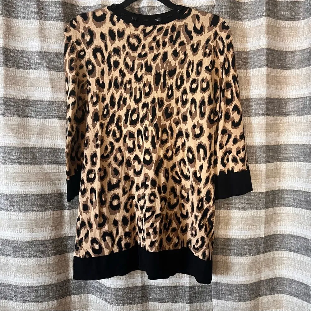 Joesph A. Tan And‎ Black Leopard Print Sweater Top Size Small - Image 2