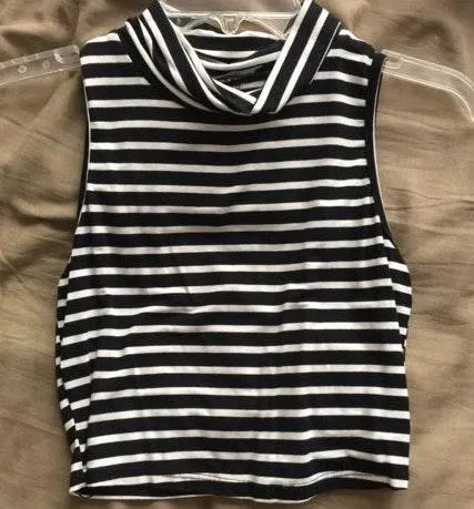 Striped Sleeveless Mock neck Crop Top - Image 8