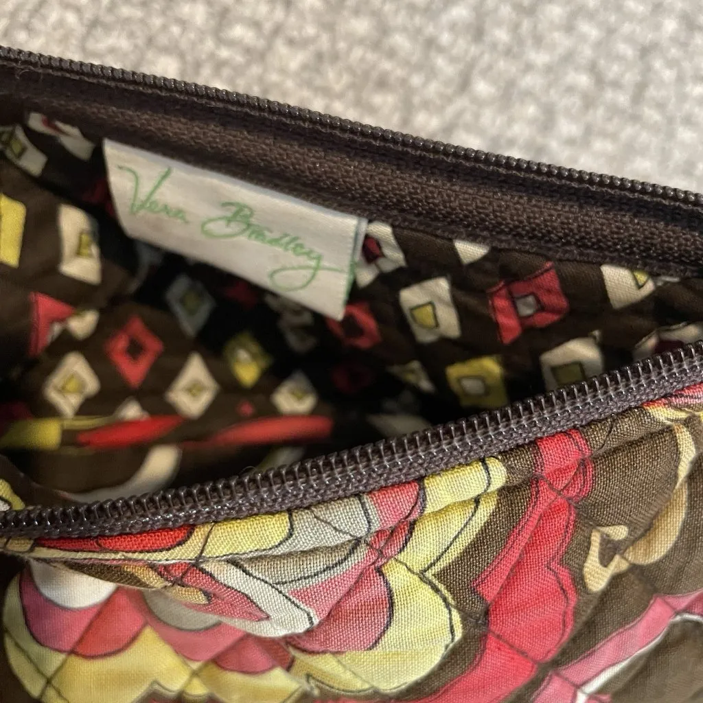 Vera Bradley Purse Mini Crossbody Bag Puccini Dainty Brown Pink Floral Quilted - Image 2