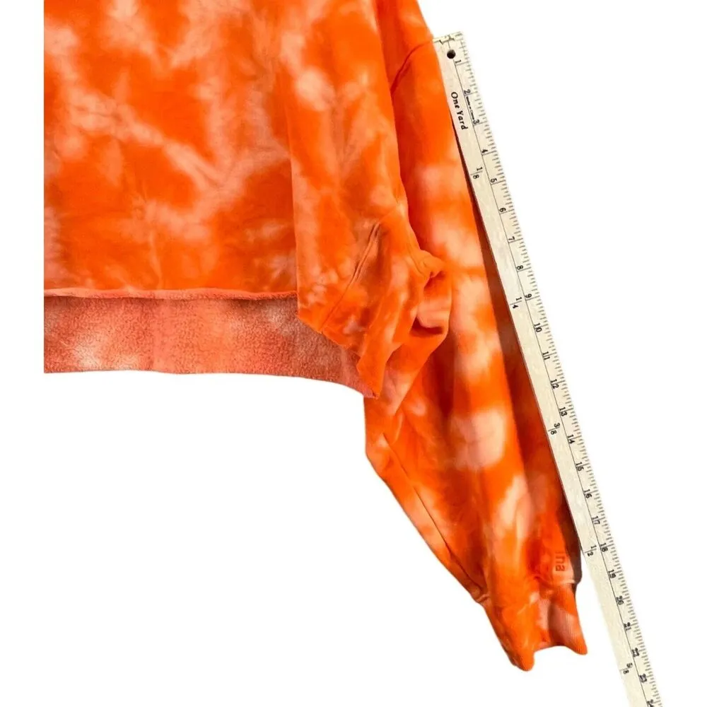 Tna Cozy Fleece Sweatshirt Womens Small Orange Tie Dye Crop Pullover Crewneck - Image 9