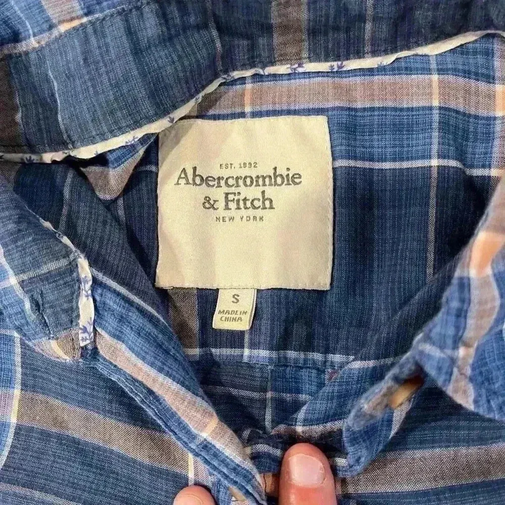 Abercrombie & Fitch Blue Flannel Plaid LongSleeve Shirt Dress Tunic Womens Small - Image 4