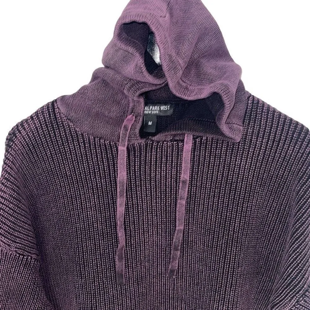 Central‎ Park West Womens Ribbed Knit Cotton Pullover Hoodie Purple Size Medium - Image 2