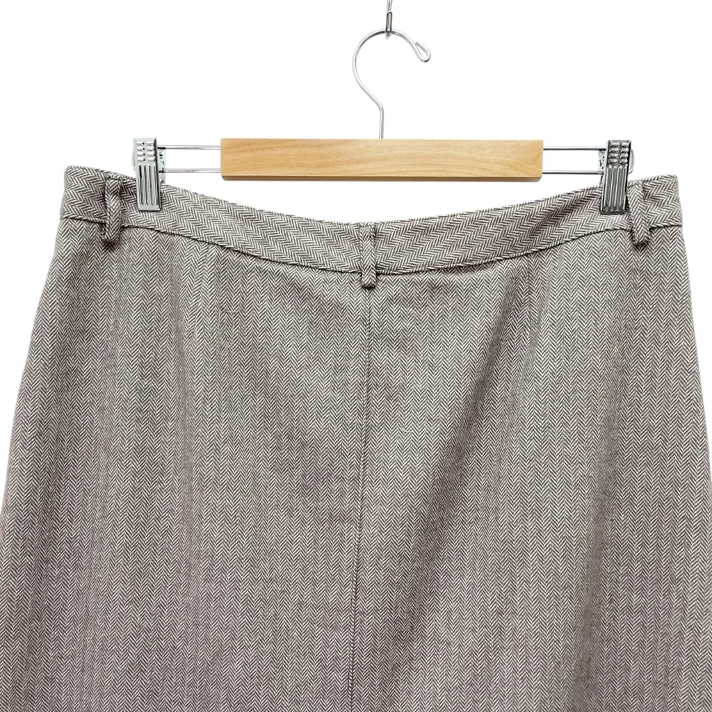 Vintage L.L. Bean Herringbone Tweed Skirt Gray A - Image 7
