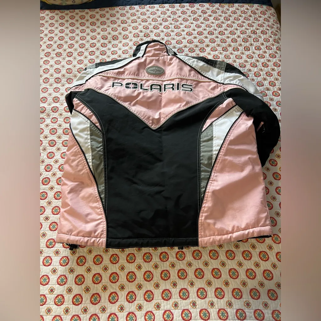RARE EUC Polaris Light Pink Black Winter Snowmobiling Jacket size XL Women’s - Image 3