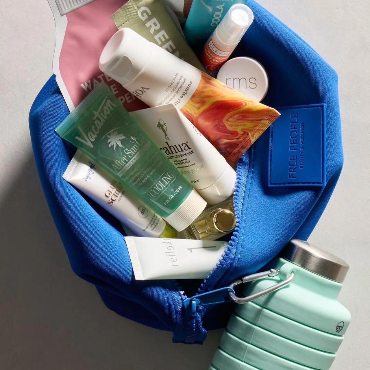 NEW free people royal blue cosmetic / makeup bag with clip detail  - Image 3