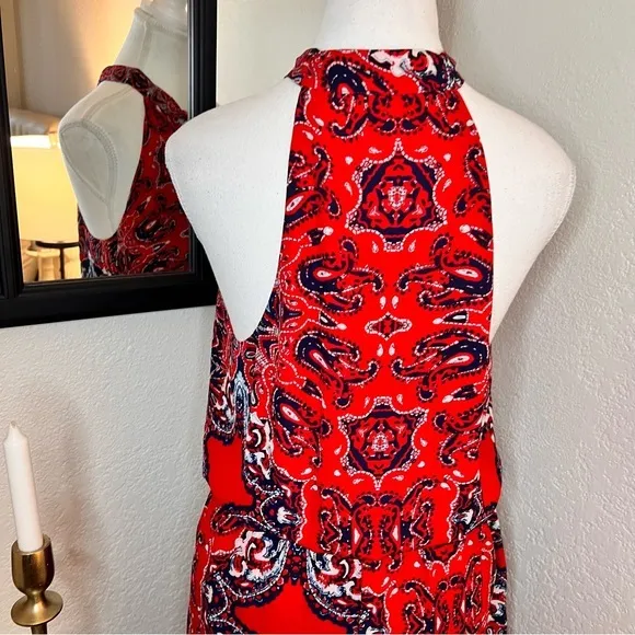 PARKER Diane Sleeveless V-Neck Ruffle Paisley‎ Dress Neck Tie Size M - Image 9