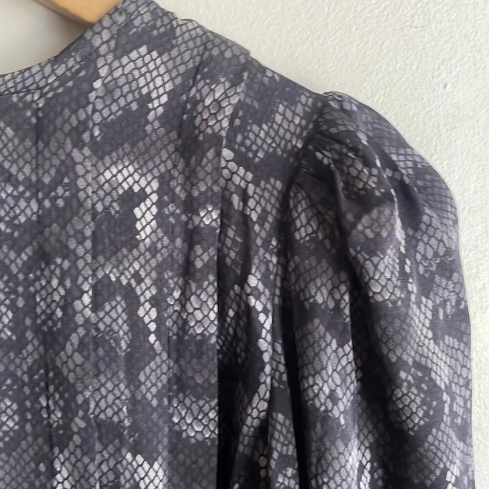 ANINE BING Renee Silk Python Print Blouse in Charcol - Image 5