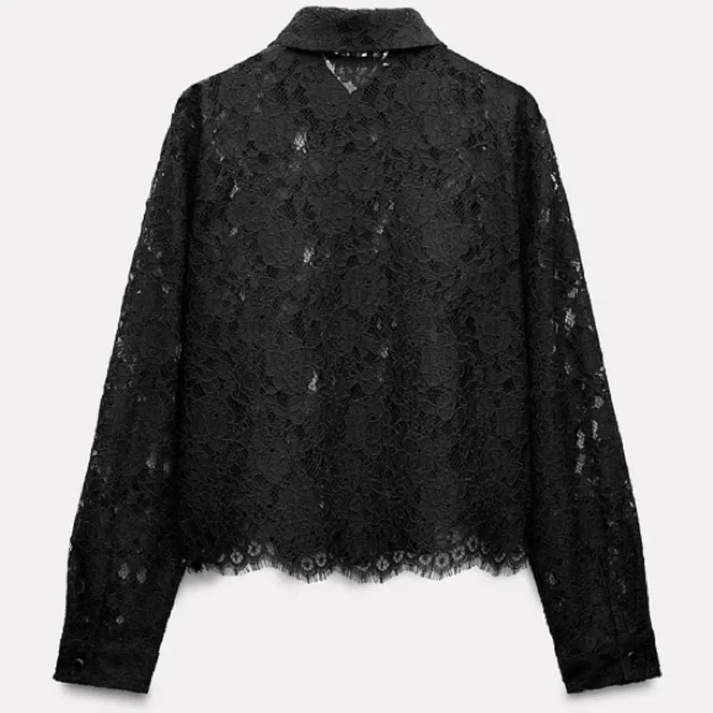 Zara NWT black button front lace collared long sleeve shirt blouse - Image 6