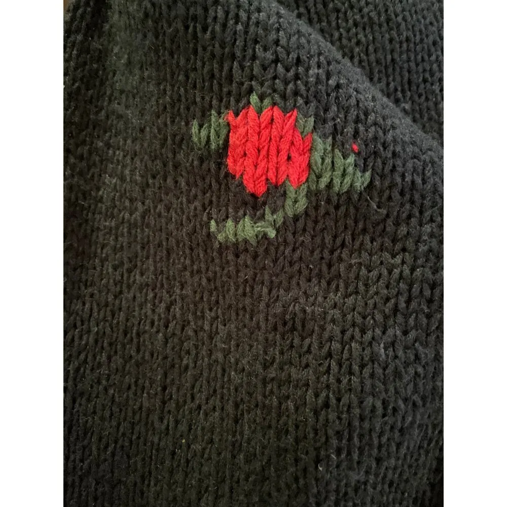 Jones New York Exclusive Hand knit 90s Floral Cotton Blend Cardigan M - Image 9