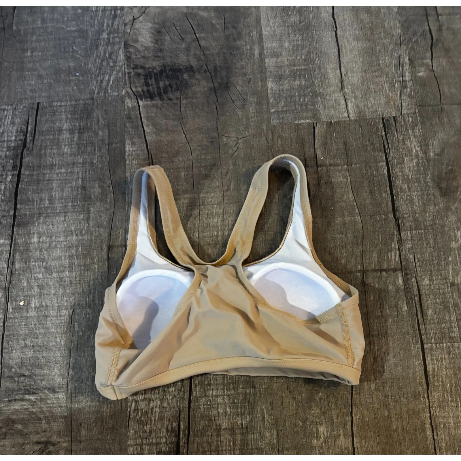 Calypsa Swim Bra Bikini Top XS Nude Beige Racerback Athletic Swimwear - Image 3