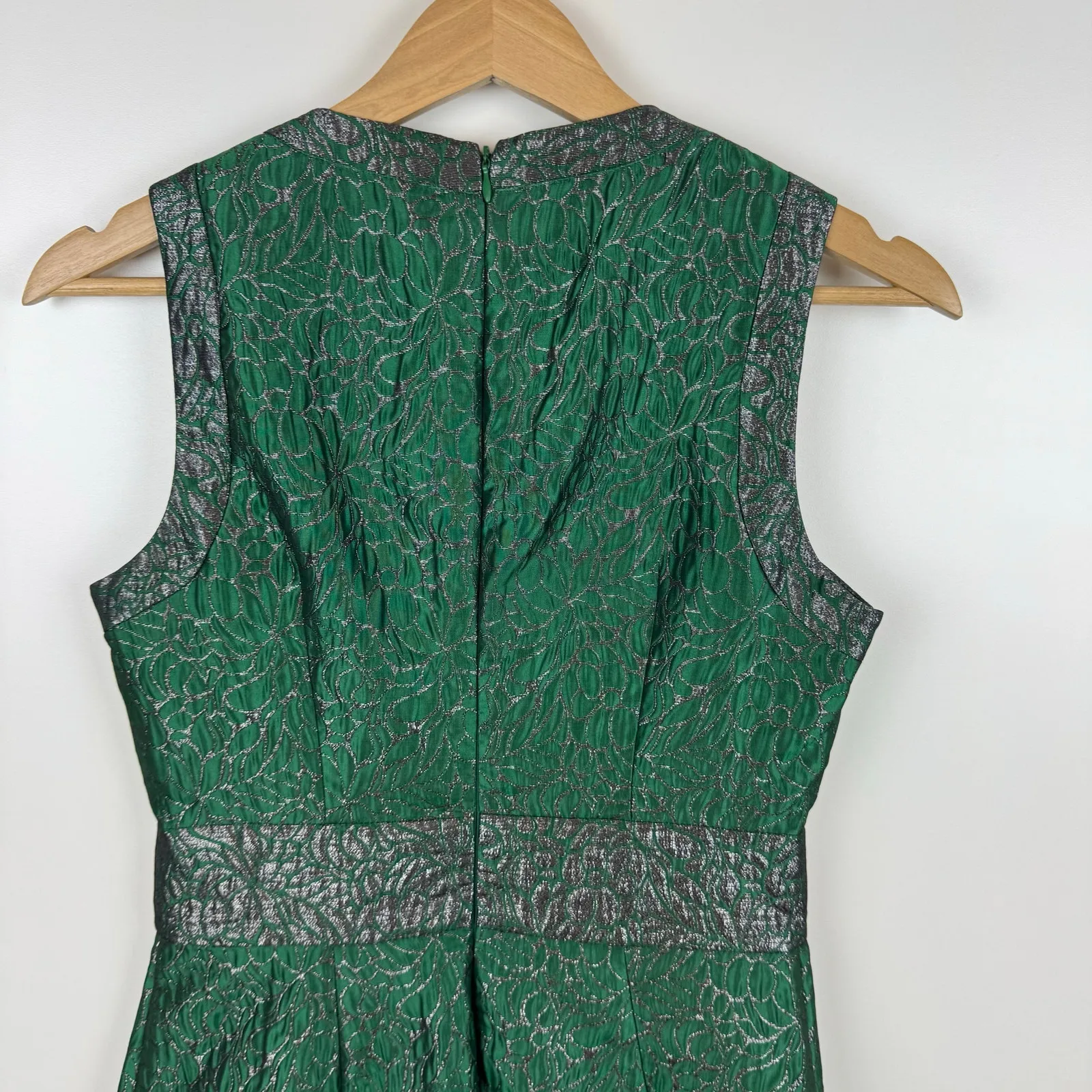 Lily Rain Womens Green Jacquard Sleeveless Shift Dress Sz S Christmas Holiday‎ - Image 7